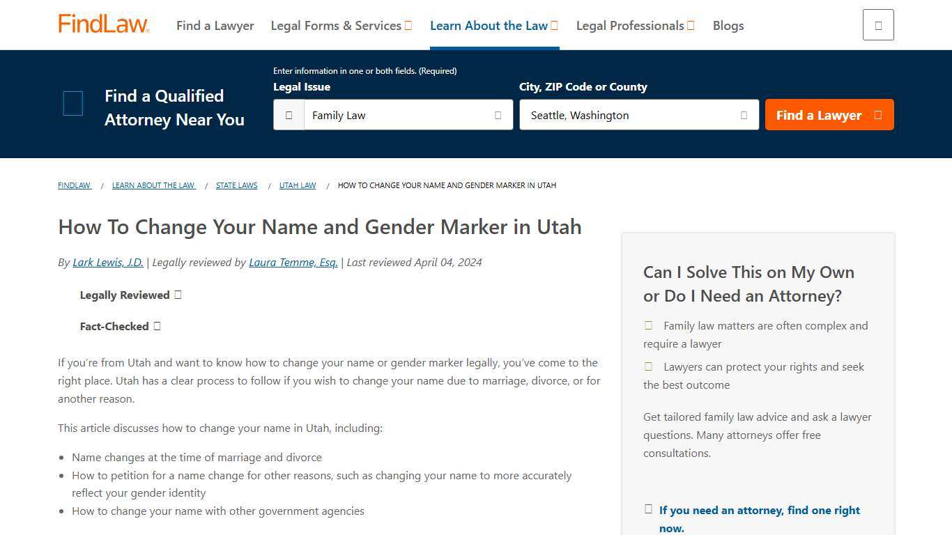How To Change Your Name and Gender Marker in Utah - FindLaw